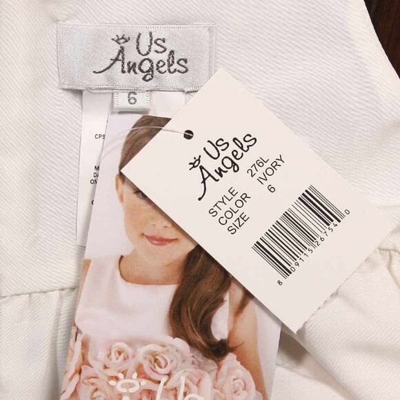 Us Angels 276L Ivory an Pink Flower Girl Dress - Picture 6 of 7